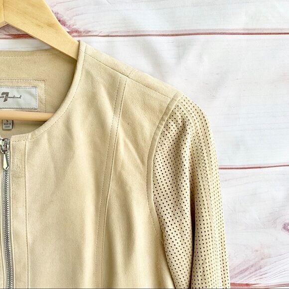 7 for All Mankind Tan Genuine Goat Suede Leather Motorcycle Jacket - Picture 2 of 8